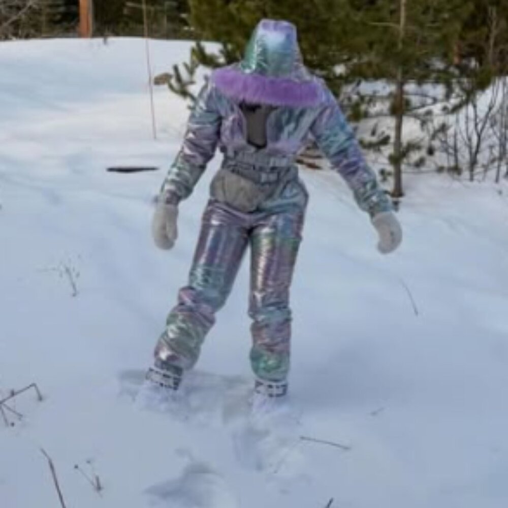 Club Exx Aurora Beam Holographic Snowsuit - Lavender (WORN ONE TIME)